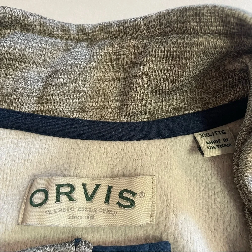 Orvis Men's Full Zip Up Jacket Blue/Heather Gray Size XXL